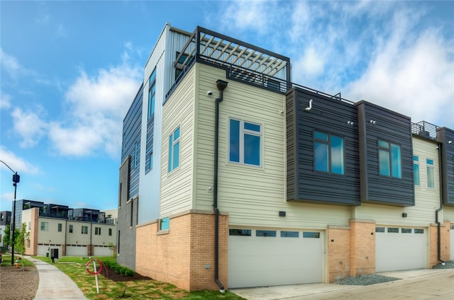 exterior space featuring a garage