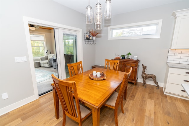 dining room featuring light wood-type flooring