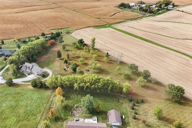 birds eye view of property featuring a rural view