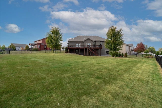 view of yard with a deck