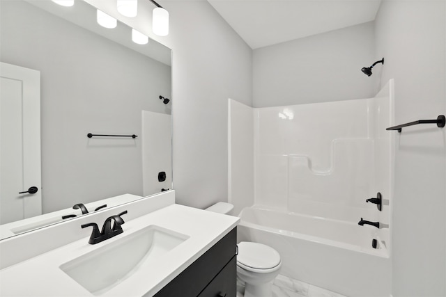 full bathroom featuring vanity, toilet, and tub / shower combination