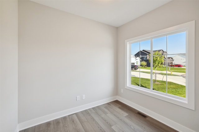 spare room featuring plenty of natural light and light hardwood / wood-style floors