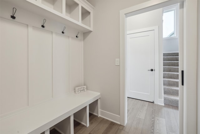 mudroom with light wood-type flooring