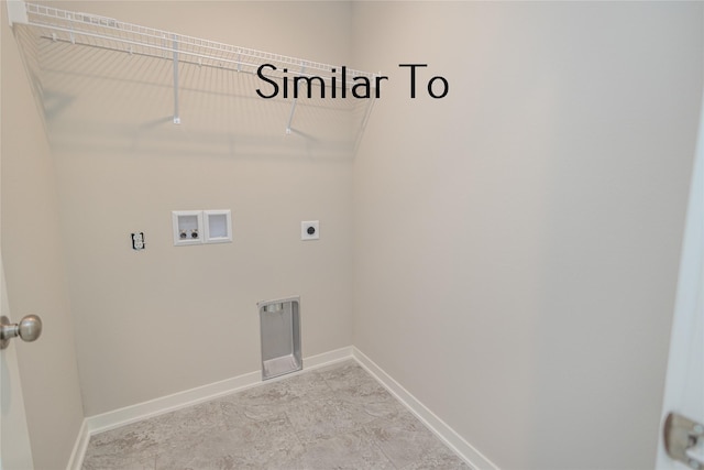 laundry room with hookup for a washing machine, laundry area, electric dryer hookup, and baseboards