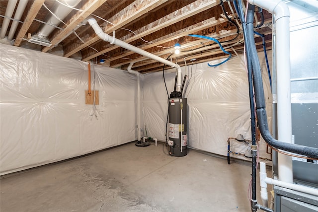 basement with water heater