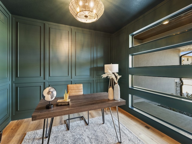 office area featuring light wood-type flooring