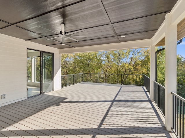 wooden terrace with ceiling fan