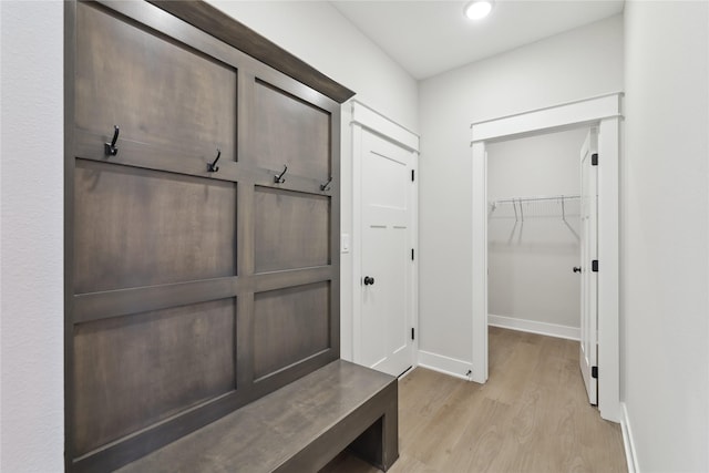 mudroom featuring light wood-type flooring