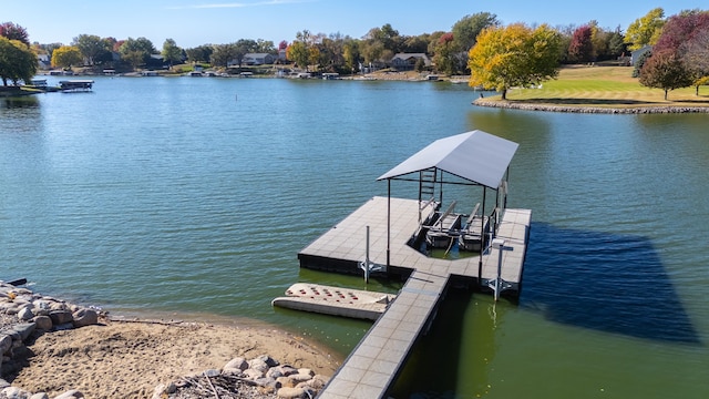 dock area featuring a water view