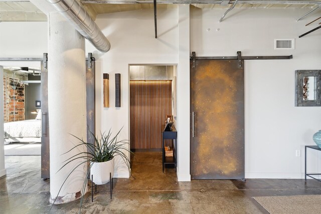 corridor with a barn door