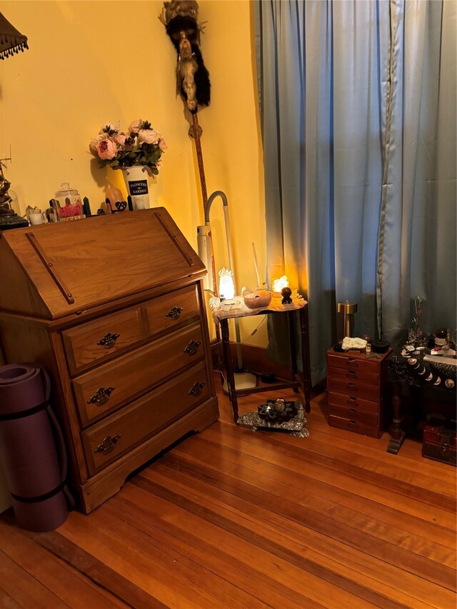 bedroom with wood-type flooring