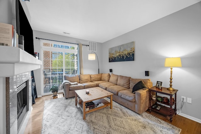 living room featuring light hardwood / wood-style floors