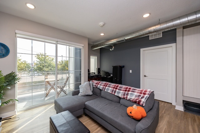 living room with wood-type flooring