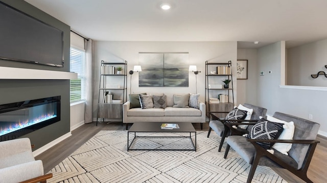 living room featuring light hardwood / wood-style flooring