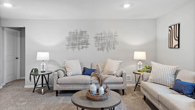 living room featuring carpet flooring