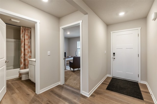 foyer with light hardwood / wood-style flooring