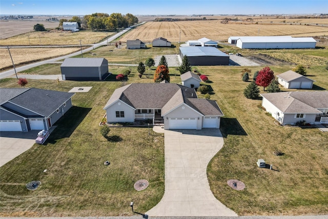 bird's eye view with a rural view