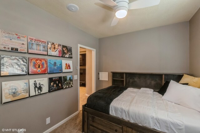 bedroom featuring carpet and ceiling fan