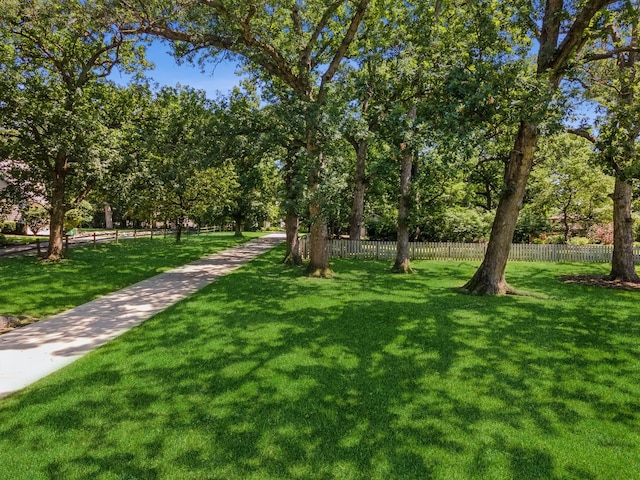 view of property's community with a yard