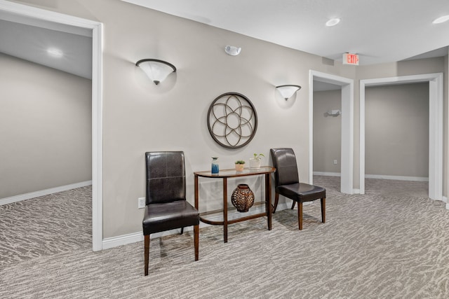 sitting room with light carpet