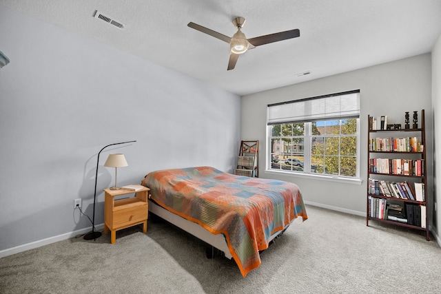 bedroom with carpet and ceiling fan