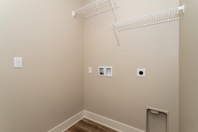 laundry room with washer hookup, hardwood / wood-style floors, and electric dryer hookup