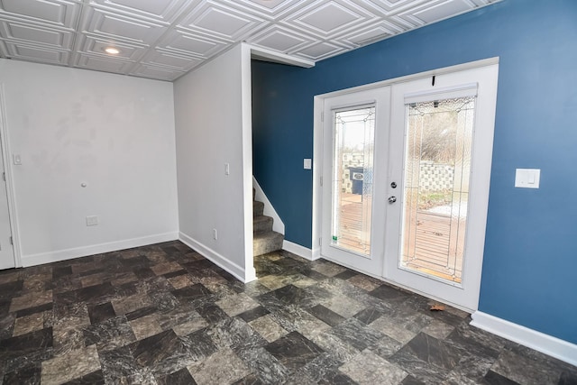 foyer featuring french doors