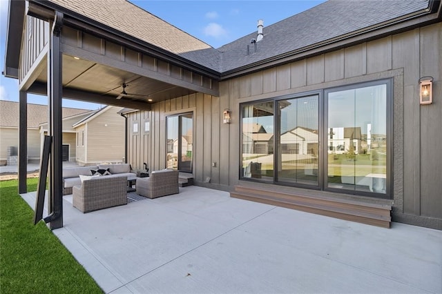 1517 SW Des Moines St, Ankeny, IA 50023 - view of patio with an outdoor hangout area and a ceiling fan
