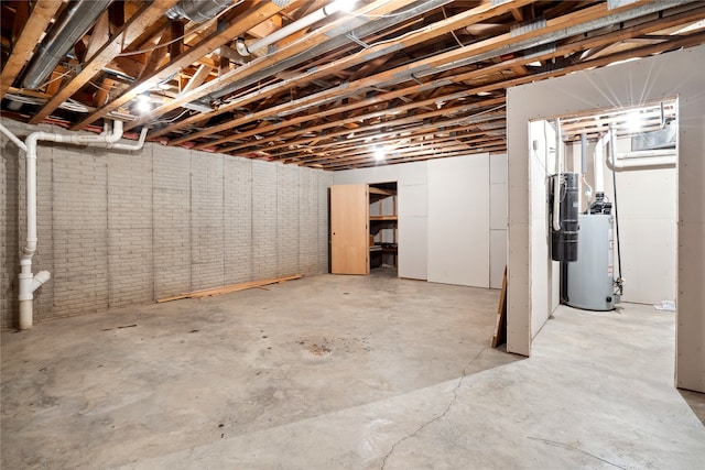 basement with water heater