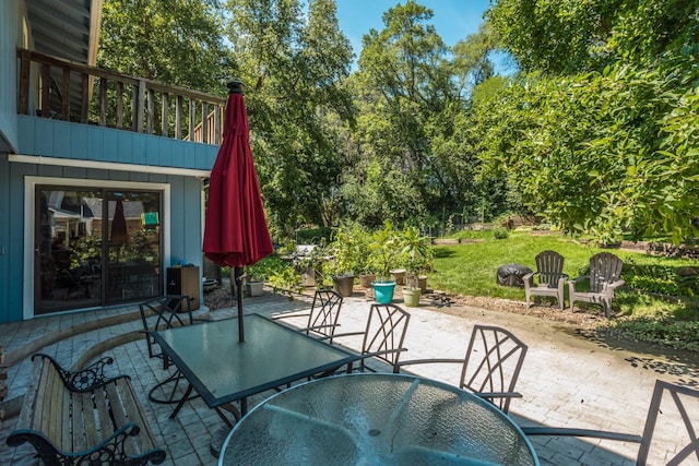 view of patio / terrace featuring a balcony