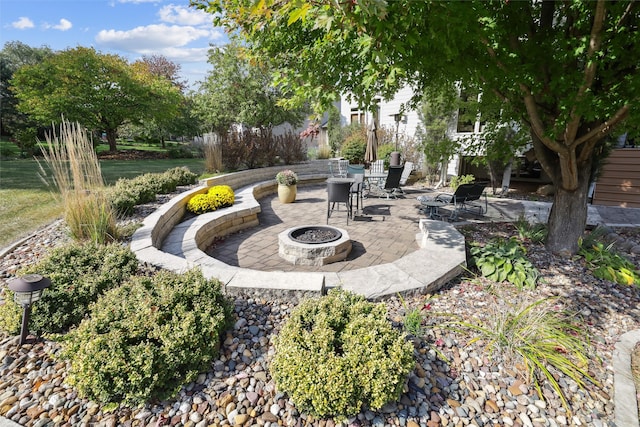 exterior space featuring a fire pit