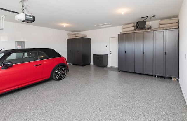 garage with a garage door opener