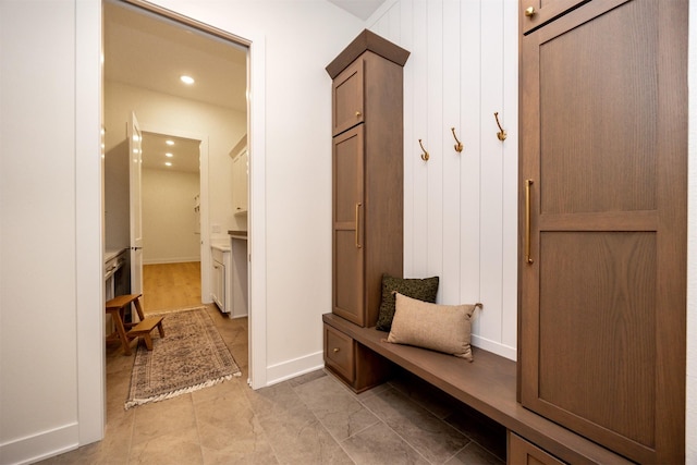 mudroom with recessed lighting