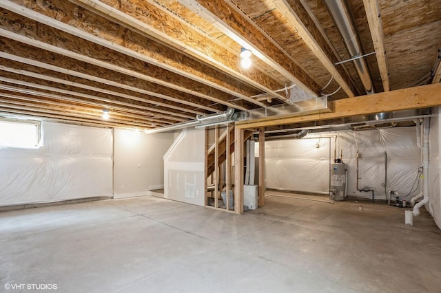 basement with water heater