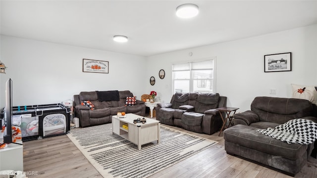 living room with light wood-type flooring