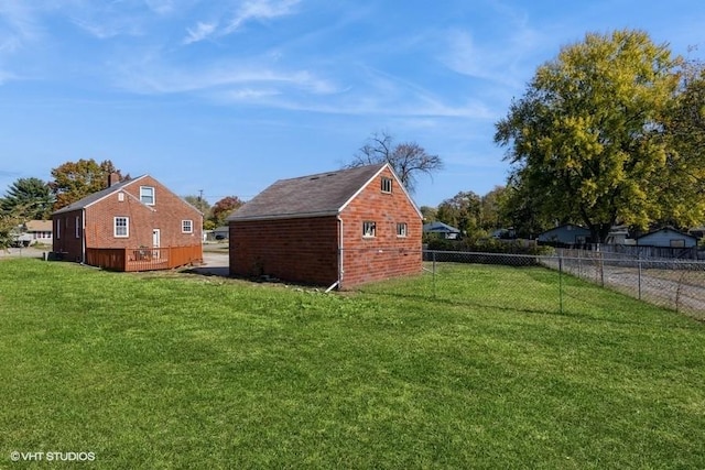 view of yard featuring a deck