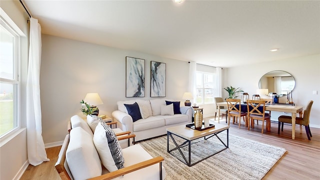 living room featuring light hardwood / wood-style flooring