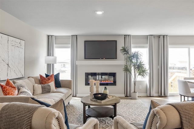 living room featuring light hardwood / wood-style floors