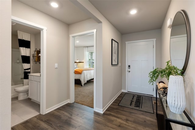 entrance foyer with dark wood-type flooring