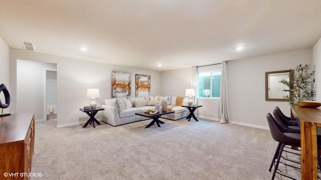 2338 SE Creekhill Way W, Des Moines, IA 50265 - living area with recessed lighting, visible vents, and light carpet
