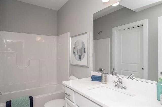 full bathroom with vanity, toilet, and tub / shower combination