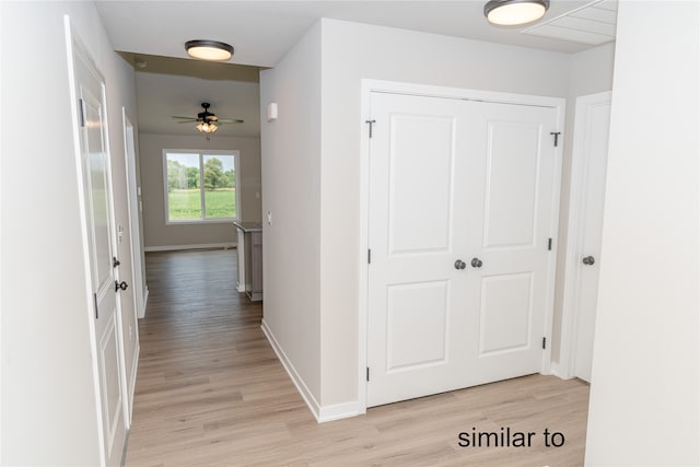 corridor featuring light hardwood / wood-style flooring