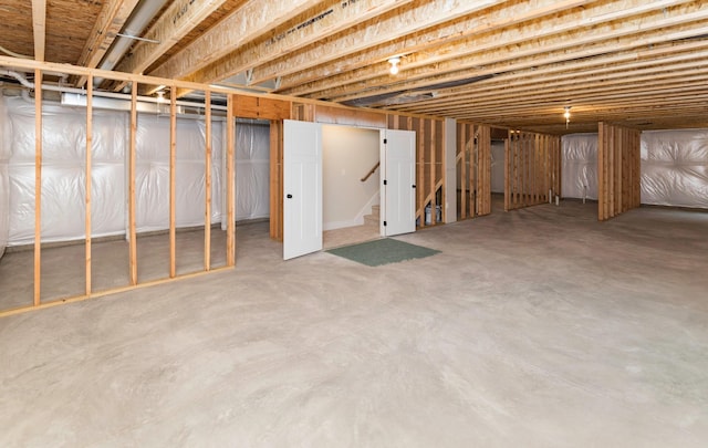 view of unfinished basement