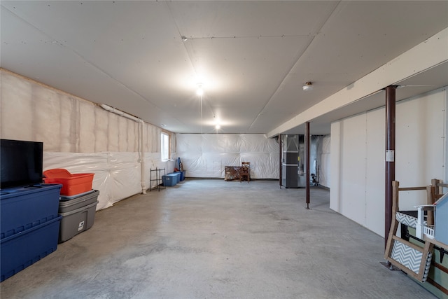 basement with heating unit