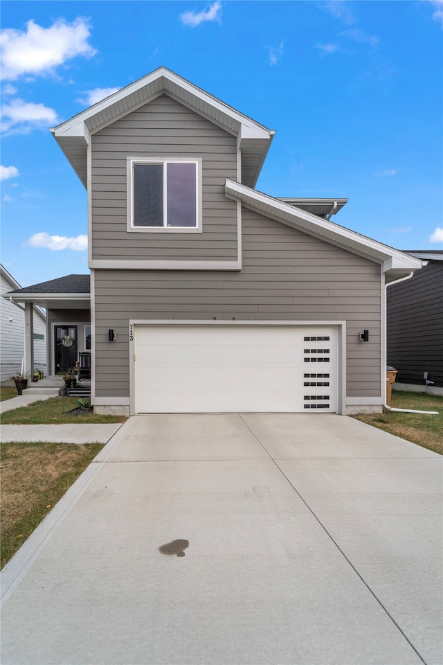 view of front of house with a garage