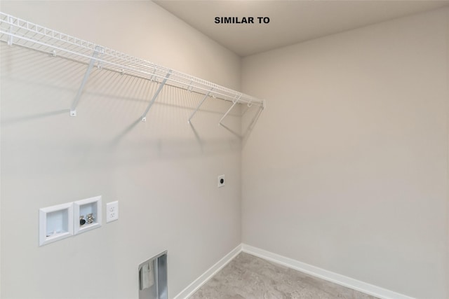 washroom with washer hookup, laundry area, hookup for an electric dryer, and baseboards