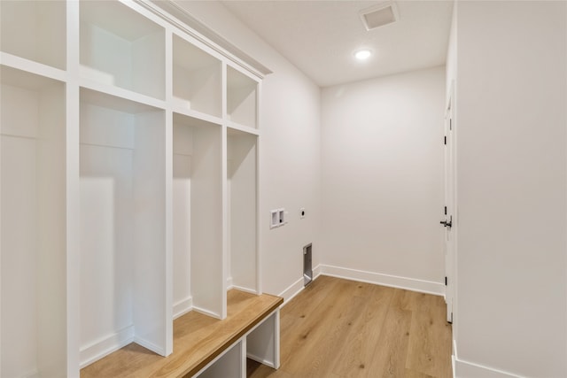 mudroom featuring wood-type flooring