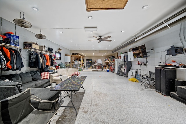 miscellaneous room featuring ceiling fan