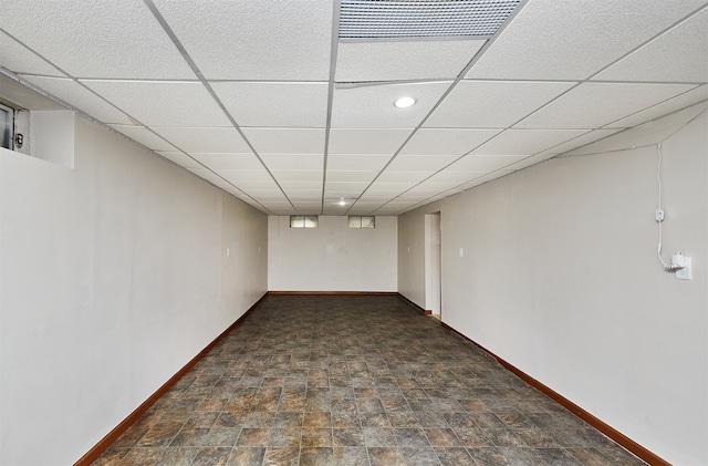 basement with a drop ceiling