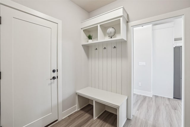 mudroom featuring light wood-style flooring